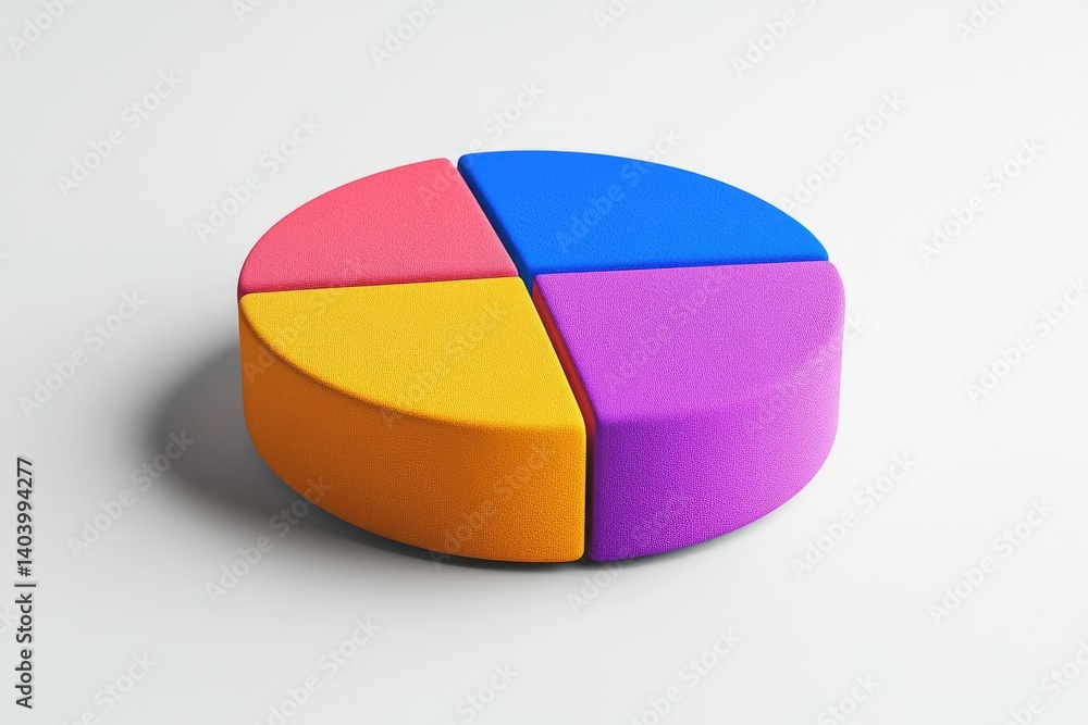 Aufkleber analyzing colorful pie chart on white background for business presentation