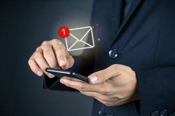 Businessman Checking New Email Notification on Smartphone