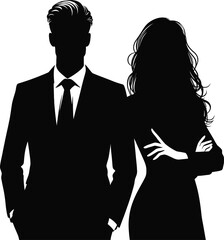 Elegant Silhouette of a Couple – Romantic Profile Illustration