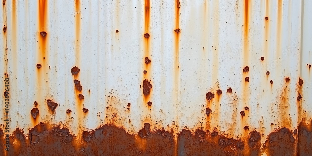 Poster take a moment to explore the captivating beauty of a rusted metal wall, featuring streaks of rust an
