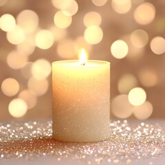 Glittery Candle Light Festive Background, Romantic Bokeh Lights