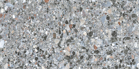 Multi colour terrazzo stone background. High resolution red stone image. Vitrified high glossy precious marble. Interior and architectural decoration element. Mosaic tile texture.