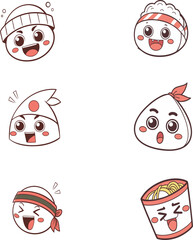 set of funny santa claus and reindeer