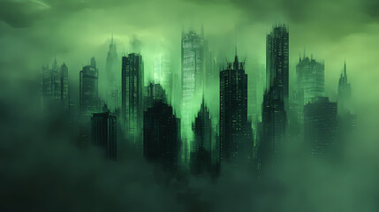 Fototapeta premium glowing dystopian cityscape