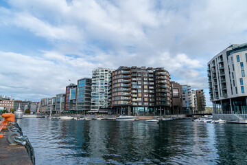 Vibrant  of Oslo's Marina with Luxury Yachts and Sunny Skies