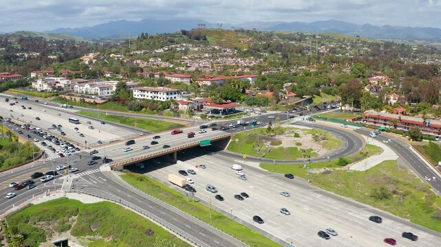 Aerial drone shot view of San Juan Capistrano Orange County California suburb 05