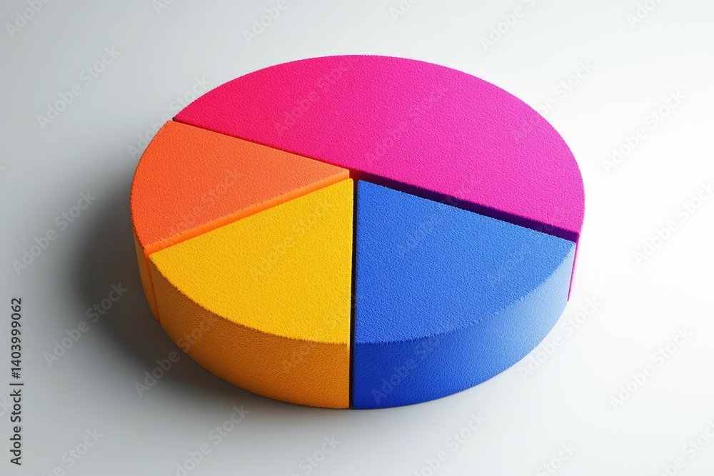 Aufkleber illustrative pie chart showing colorful segments for data representation