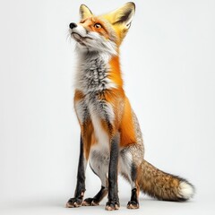 Red fox, sitting, looking upward