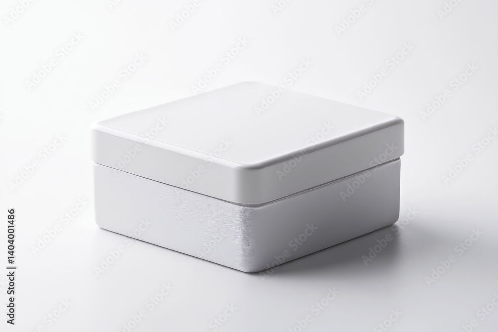 Aufkleber white box container square shape with lid product mockup simple style