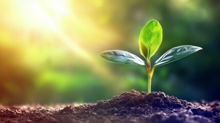 A tree sapling and soil layers create a border, offering copy space for tree planting campaigns on World Environment Day