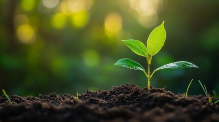 Tree Sapling and Soil Layers Border Frame with Copy Space for World Environment Day Tree Planting Campaigns - Great for Eco-Friendly Photo Stock Concepts