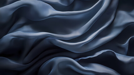 Fototapeta premium Abstract blue fabric with smooth flowing curves against a dark background. Bewitched Fabric. Illustration