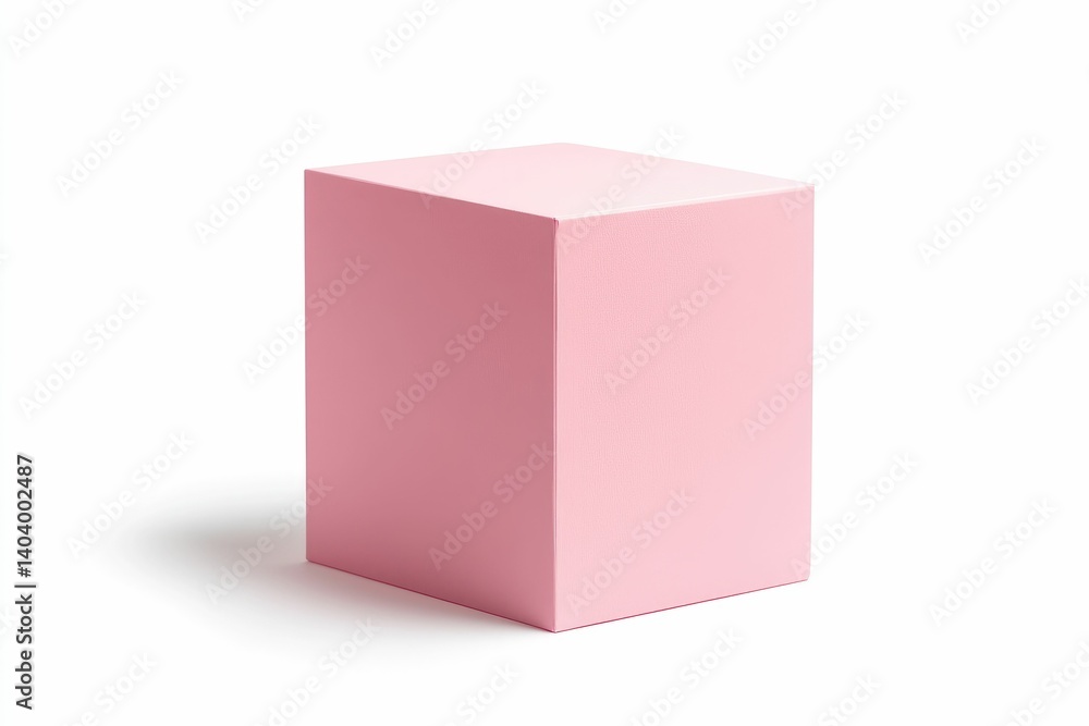 Poster pink cube isolated on white background for product display or mockup