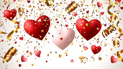 Colorful Celebration of Love with Hearts and Festive Decorations