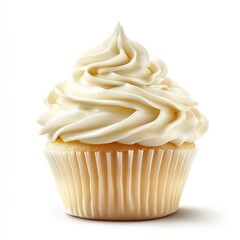 Creamy vanilla cupcake with swirls of frosting