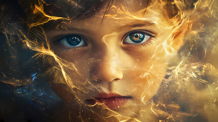 Inner light, child's mind, abstract portrait. Mystic Mesh. Illustration