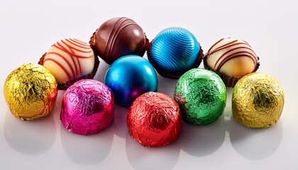 Obraz premium colorful chocolates candy on white background