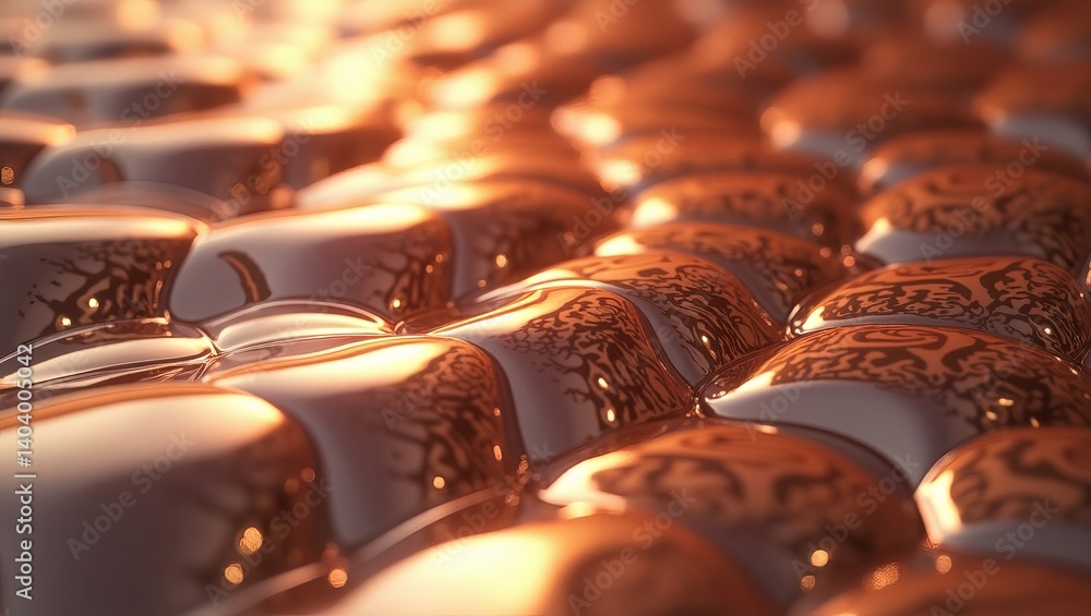 Aufkleber abstract brown glossy 3d render background texture shiny metallic surface digital art design illustr