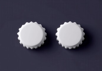 White bottle cap mockup two isolated white beer caps on a dark b ,Mockup