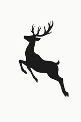 Fototapeta premium Leaping Deer Silhouette on White Background