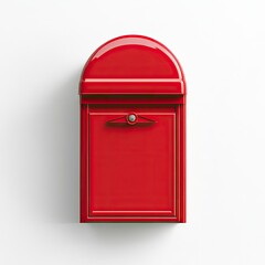 Red mailbox on white background