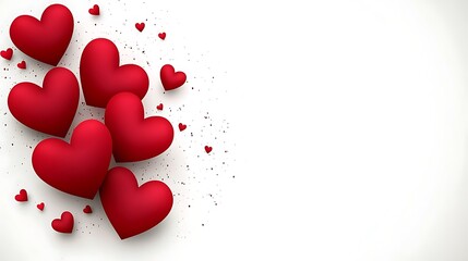 Red Hearts on a White Background for Love and Romance Themes