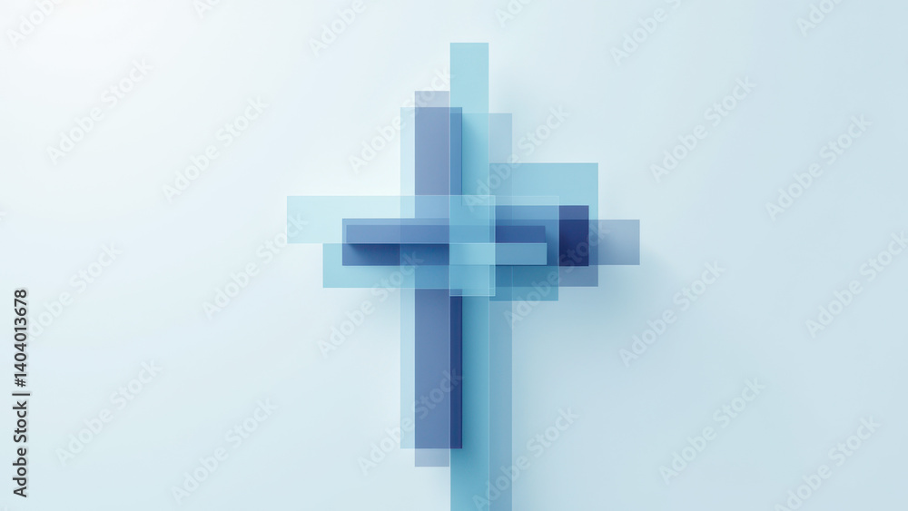 Poster a christian cross with a pixelated effect.