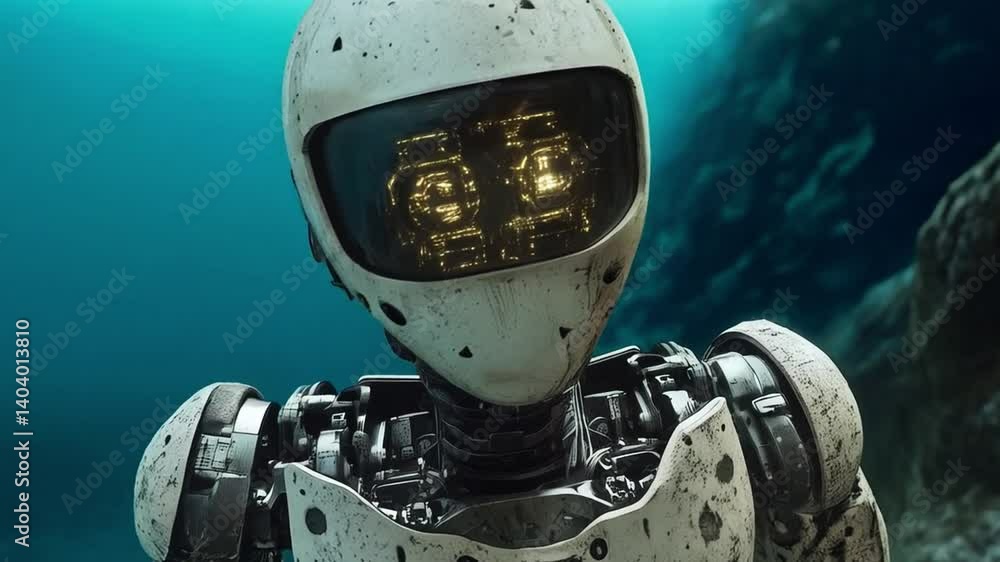 Poster a robotic unit descends into the ocean depths during an expedition focused on marine research. the a