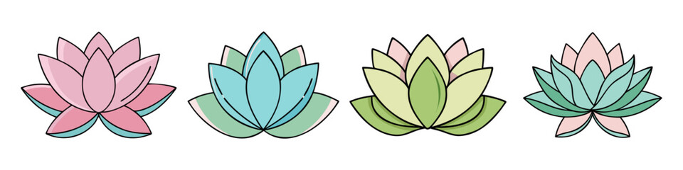 lotus flower icon, lotus flower vector illustration-simple illustration of lotus flower, perfect for lotus flower logos and icons