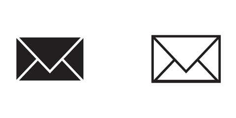 set of mail icon thin line style. envelope, message, email icon. vector illustration