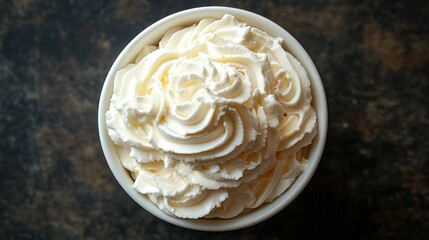 Whipped cream in a bowl