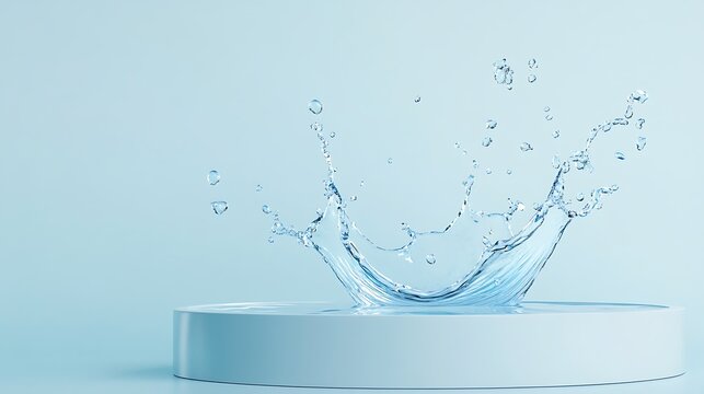 Water Splash on Pastel Blue Platform