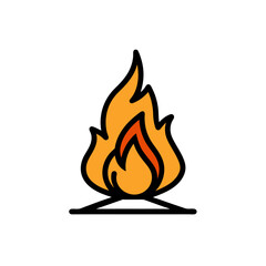 campfire doodle icon vector illustration on transparent background