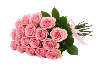 Obraz premium Beautiful pink roses bouquet perfect gift for any occasion isolated on white background