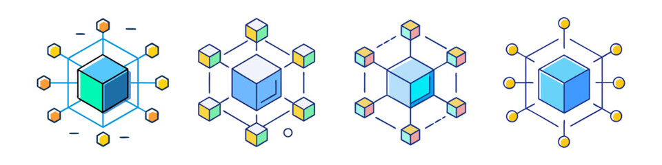 Obraz premium blockchain cube icon, blockchain cube vector illustration-simple illustration of blockchain cube, perfect for blockchain cube logos and icons