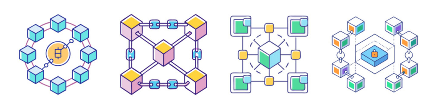blockchain icon, blockchain vector illustration-simple illustration of blockchain, perfect for blockchain logos and icons