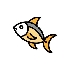 fish doodle icon vector illustration on transparent background
