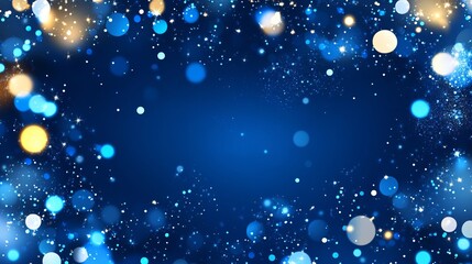 Abstract blue background with sparkling golden lights festive winter design holiday celebration icy