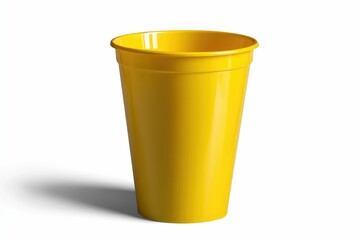 Isolated Yellow Plastic Cup on White Background for Beverages and Parties