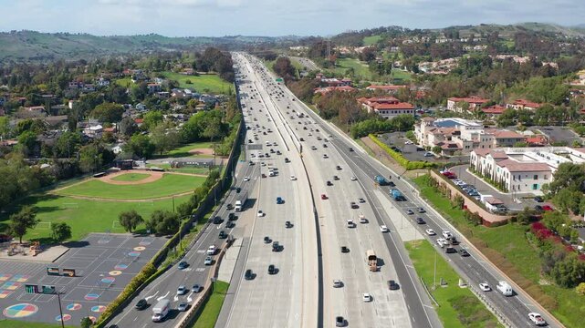 Aerial drone shot view of San Juan Capistrano Orange County California suburb 07
