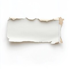 Textured white paper with torn edges on white