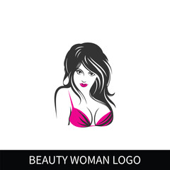 Modern Beauty Logo with Elegant Sexy Woman in Lingerie Vector Art