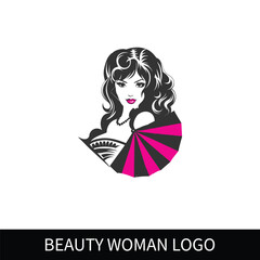 Sexy Woman in Pink Dress for Beauty Logo Vector Art