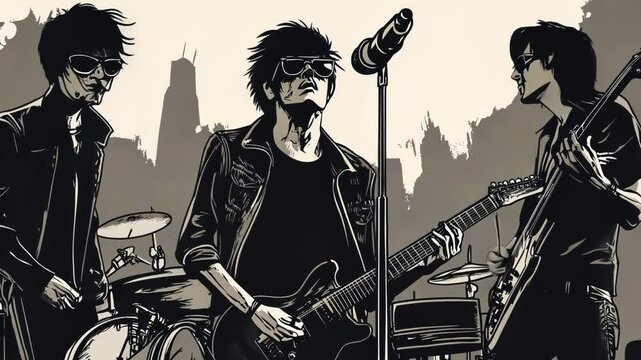 Reggae Music Scene Cartoon Illustration 