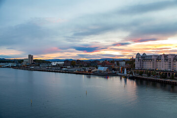Norwegian Cityscape  with Oslo Architecture and Sunset