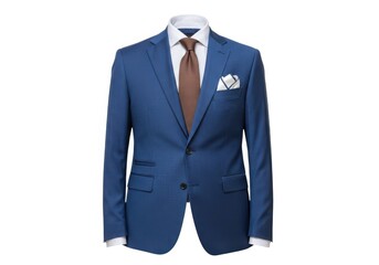 Formal azure suit attire for men fashion style clothing isolated on white background