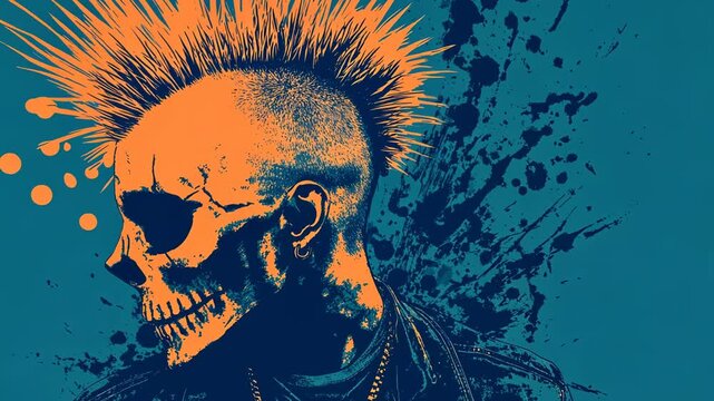 Punk Rock Skull Vector Illustration for Tattoo and Horror Art Design