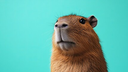 Close up portrait of a capybara looking up cute capybara rodent animal wildlife nature adorable pet photo