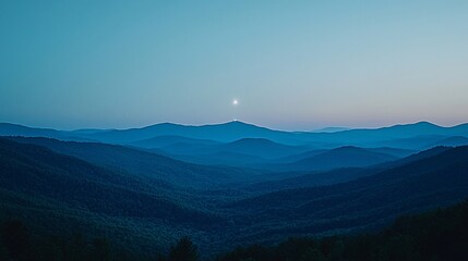 Serene Blue Mountain Landscape at Dawn