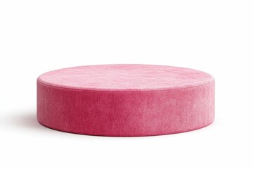 Pink Velvet Ottoman Furniture Isolated on White Background Product Display